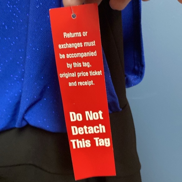 NWT ENFOCUS WOMAN SIZE 16 W COBALT BLUE GLITTER TOP BLACK SKIRT COCKTAIL DRESS - Picture 3 of 12